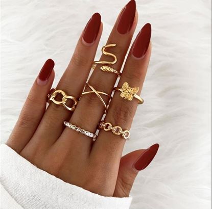 Picture of Vintage Gold Snake Rings Set of 6 rings