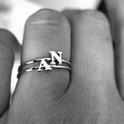 Picture of Alphabet Initial Stacked Ring