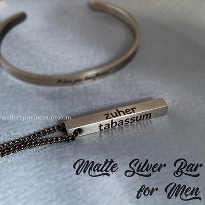 Picture of Matte Silver Memory Bar with Black Chain