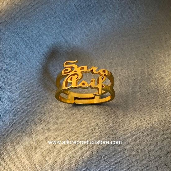 Custom Single Name Ring in Solid Gold and Diamonds - Abhika Jewels