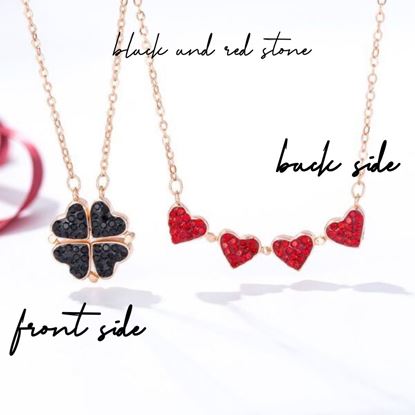 Picture of Clover four-leaf heart necklace Black