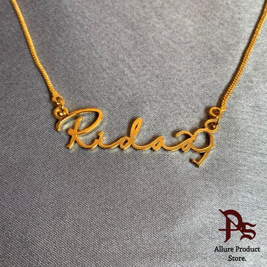 Picture of Signature font Name necklace with heart