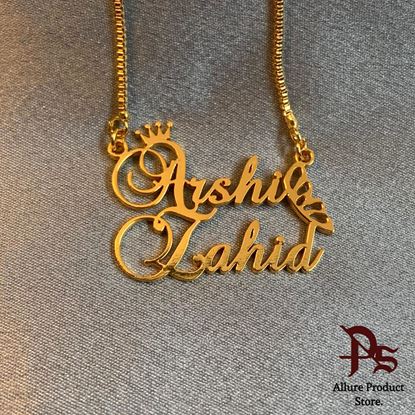 Picture of Name Necklace with crown for couples