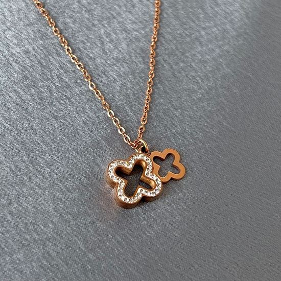 Picture of Dual Clove rose gold necklace