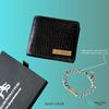 Picture of Personalized Leather Wallet and Link Chain Bracelet : Mens gift combo