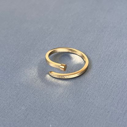 Picture of Sleek Nail ring Unisex gold adjustable